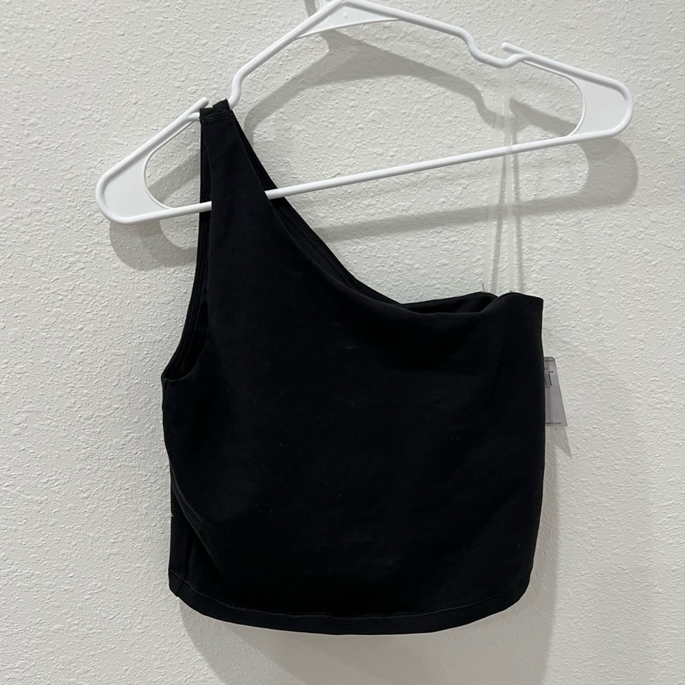 Black One-Shoulder Women's Workout Top